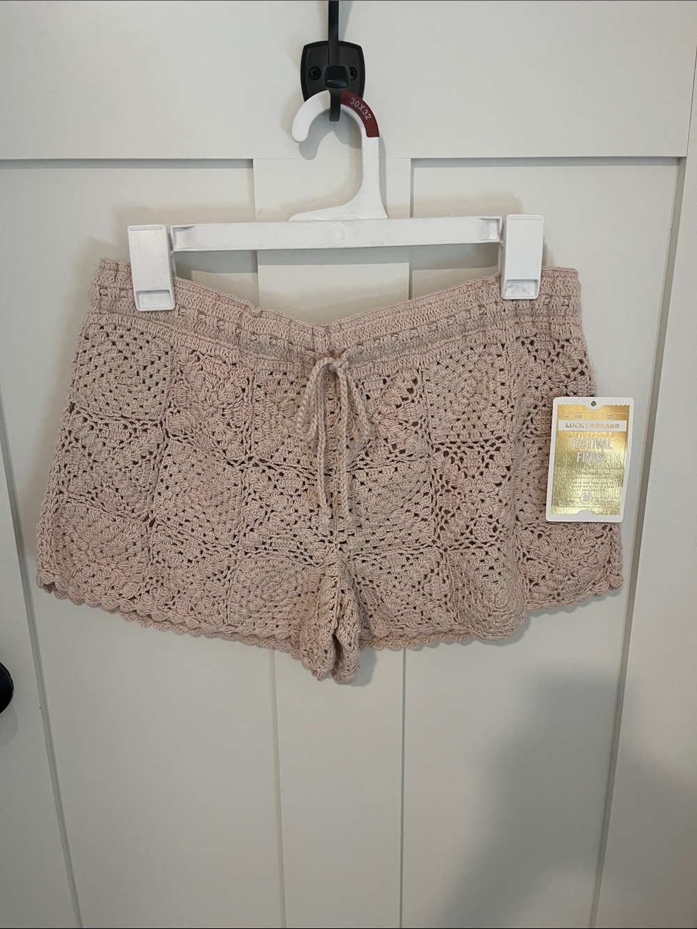Lucky Brand Festival Finds Crochet Drawstring Shorts - Light cream